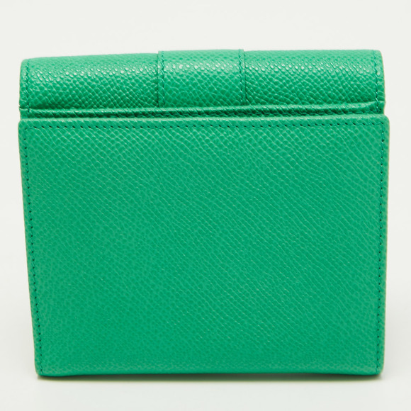 DOLCE & GABBANA Green Leather Trifold Compact Wallet - Picture 6 of 8